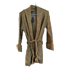 Women's Chaudry KS Brown Yellow Knit Belted Cardigan M